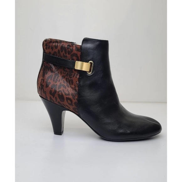 Naturalizer Lilly Leather Ankle Boots Black Cheetah MSRP $149 Women's 9M - Picture 2 of 8